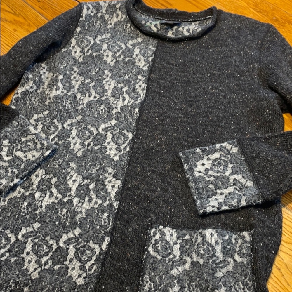 Apropos black lace and flecked sweater size large